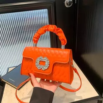 Женская сумка, сумка-мессенджер через плечо с текстурой в иностранном стиле, модная и повседневная маленькая квадратная сумка 2024 года, новая летняя простая сумка чёрный