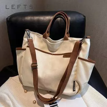 Женская сумка, сумки из мягкой ткани для женщин, новая повседневная сумка через плечо, большая сумка для покупок, сумки через плечо на молнии One Size чёрный