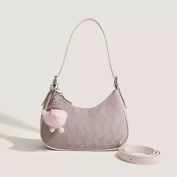 Женская сумка Sweet Spring Высококачественная Текстура Одно Плечо Сумка Через Плечо Niche Fashion Everything Сумка Подмышка Сумка Полумесяц розовый