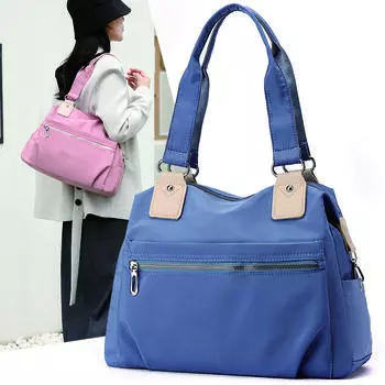 Женская сумка-тоут, большая вместимость, сумка через плечо, нейлоновая сумка для мам розовый