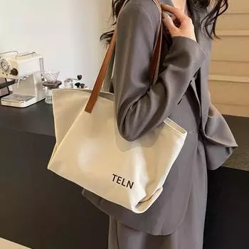 Женская сумка-тоут, большая вместимость, сумка через плечо, однотонная сумка подмышкой хаки