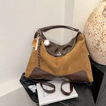 Женская сумка-тоут большого объема из искусственной кожи в стиле ретро: Многофункциональная сумка на одно и два плеча осень/зима 2024 года without pendant чёрный