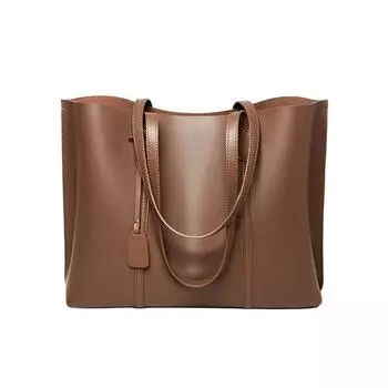 Женская сумка-тоут большой емкости из натуральной кожи, сумка через плечо (33,5*11,5*27 см) 612340955 темно-коричневого