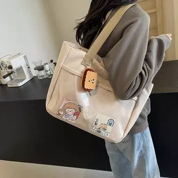 Женская сумка-тоут большой емкости, однотонная сумка через плечо чёрный