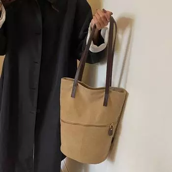 Женская сумка-тоут большой емкости, однотонная сумка через плечо чёрный