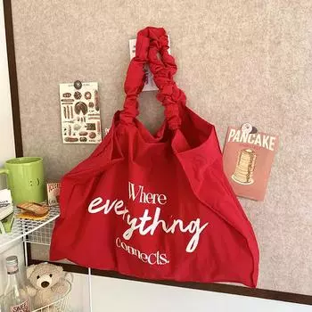 Женская сумка-тоут большой вместимости 2024 года, летняя сумка для покупок из нейлона, модная сумка чёрный