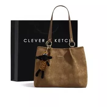 Женская сумка-тоут большой вместимости для подарка на день рождения подруге, длина 36 см, ширина 11 см, высота 26 см коричневый