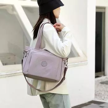 Женская сумка-тоут большой вместимости, нейлоновая сумка через плечо, сумка через плечо фиолетовый