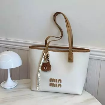 Женская сумка-тоут большой вместимости, новая летняя универсальная повседневная наплечная сумка с текстурой, сумка для студентов колледжа для поездок на работу покинуть белый