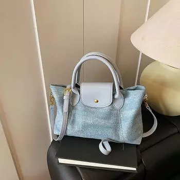 Женская сумка-тоут большой вместимости, новая популярная модная повседневная наплечная сумка, универсальная сумка для ношения в руке, сумка-мессенджер синий