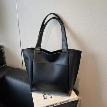 Женская сумка-тоут большой вместимости, новая весенне-летняя, для, на плечо, повседневная, модная, портативная, сумка-ведро чёрный