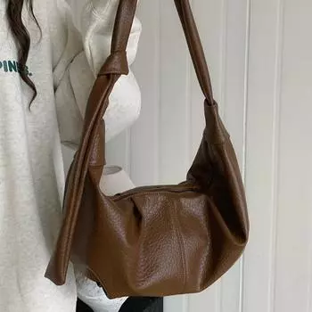 Женская сумка-тоут большой вместимости, осенне-зимняя, ретро, мягкая кожаная сумка через плечо для поездок на работу, женская повседневная дорожная сумка через плечо (30cm<Max Length<50cm)