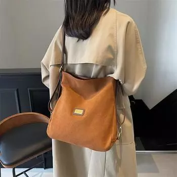 Женская сумка-тоут большой вместимости, рюкзак на плечо для трех видов использования коричневый