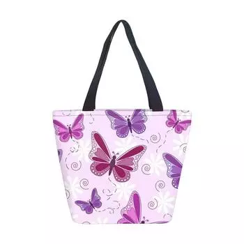 Женская сумка-тоут Butterfly, сумка через плечо, напечатанная на холсте, модная трендовая сумка-тоут большой емкости