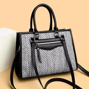 Женская сумка-тоут через плечо большой емкости, винтажная модная сумка через плечо чёрный