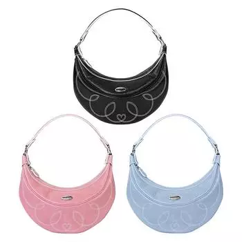 Женская сумка-тоут через плечо с застежкой-молнией, кожаная сумка-полумесяц из искусственной кожи для ежедневных покупок синий