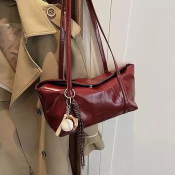 Женская сумка-тоут из цельной искусственной кожи с буквенным принтом, сумки под мышками для женщин, универсальные сумки для поездок на работу, женская сумка через плечо 30x10x15cm коричневый