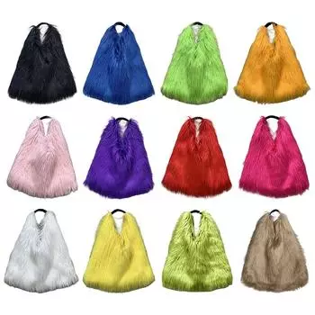 Женская сумка-тоут из искусственного меха Hasp, плюшевая сумка-тоут, повседневная меховая сумка подмышками, универсальная большая вместительная осенне-зимняя мягкая сумка чёрный