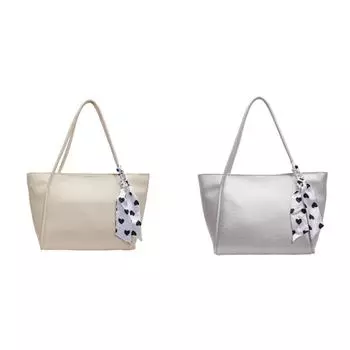 Женская сумка-тоут из искусственной кожи Chic Hobo Bag Большая вместительная дорожная сумка для отдыха на открытом воздухе (белый)