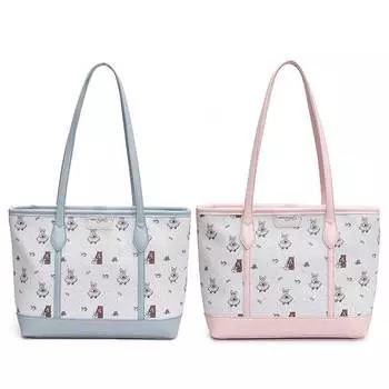 Женская сумка-тоут из искусственной кожи, модная сумка на плечо с принтом медведя и кролика, простая сумка для покупок, элегантная сумка большой вместимости для вечеринки, отдыха синий