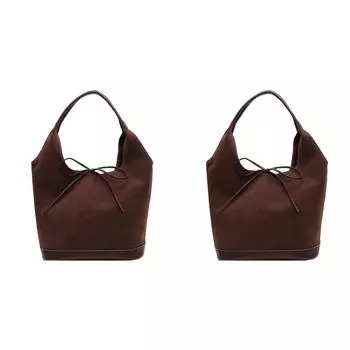 Женская сумка-тоут из искусственной кожи, модная сумка-ведро, шикарная сумка-хобо, большая рабочая сумка (Кофе)