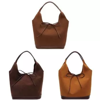 Женская сумка-тоут из искусственной кожи, модная сумка-ведро, шикарная сумка-хобо, большая рабочая сумка (коричневый)