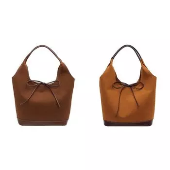 Женская сумка-тоут из искусственной кожи, модная сумка-ведро, шикарная сумка-хобо, большая рабочая сумка (коричневый)