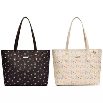 Женская сумка-тоут из искусственной кожи с цветочным принтом, модная сумка через плечо, большая вместимость, шикарная сумка-хобо, эстетичная модная сумка-хобо для работы с ручкой сверху кофейный