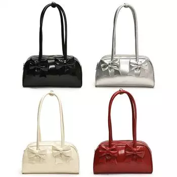Женская сумка-тоут из искусственной кожи с бантом Boston, сумка через плечо, сумка для покупок серебряный