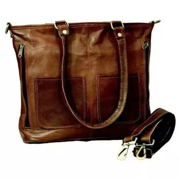 Женская сумка-тоут из козьей кожи, женская сумка через плечо, новая повседневная сумка-шоппер 16 x 12 x 4 in коричневый