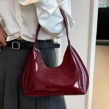 Женская сумка-тоут из лакированной кожи, универсальная модная сумка через плечо, сумка-хобо, женская сумка под мышками, кошелек для свиданий для девочек, маленькие сумки чёрный