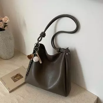 Женская сумка-тоут из мягкой кожи в стиле ретро 2024 года коричневый