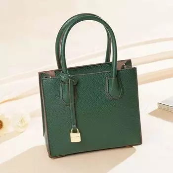 Женская сумка-тоут из натуральной кожи с замком сверху, сумка через плечо чёрный