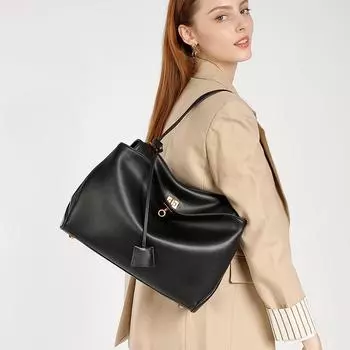 «Женская сумка-тоут из натуральной кожи высшего качества — осень/зима, большой вместимости»