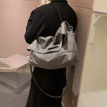 Женская сумка-тоут из нейлона, повседневная, однотонная, на молнии, мягкая, вместительная, сумки через плечо, сумка для покупок, простая сумка для девочек