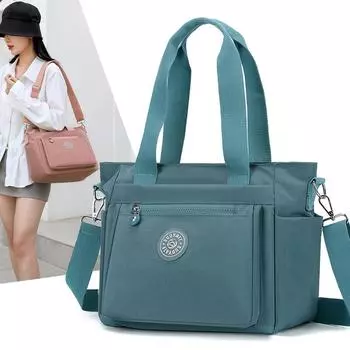 Женская сумка-тоут из нейлона, водонепроницаемая, через плечо, женская сумка большой вместимости темно-фиолетового