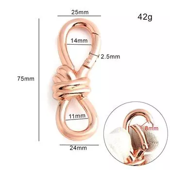 Женская сумка-тоут Металлический узел-скрутка Пружинное кольцо Застежка-лобстер Сумка через плечо Обувь Одежда Узел Декоративный Брелок розового золота