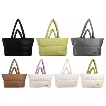 Женская сумка-тоут, мягкая повседневная сумка-хобо, универсальная стеганая пышная сумка, большая вместительная повседневная сумка-шопер с подушками чёрный