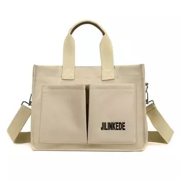 Женская сумка-тоут, однотонная холщовая сумка, большая вместимость хаки