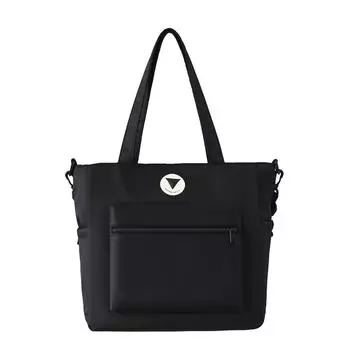 Женская сумка-тоут однотонная, на плечо, мужская легкая, большой вместимости, для поездок, студенческая сумка для занятий чёрный