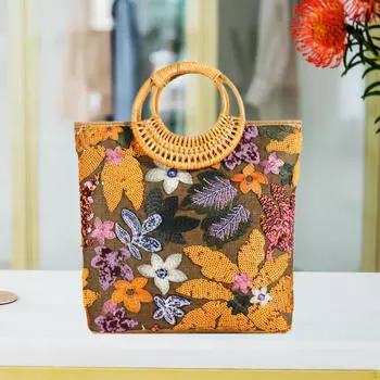 Женская сумка-тоут Повседневная Подарочная Расшитая Пайетками для Свадьбы Досуг Повседневная оранжевый