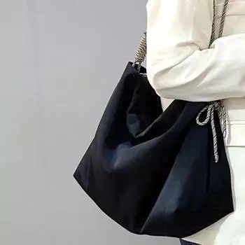Женская сумка-тоут Preppy Casual Knot Adjustable Crossbody Bag Сумка из ткани Оксфорд чёрный