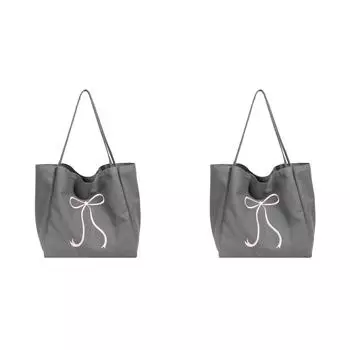 Женская сумка-тоут с бантом, модная сумка через плечо, холст для путешествий на открытом воздухе (серый)