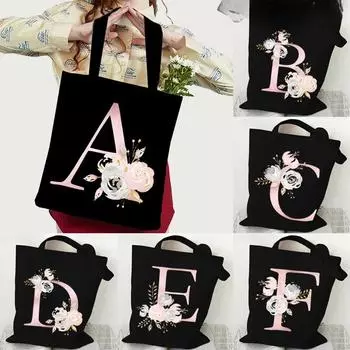 Женская сумка-тоут с цветочным принтом AZ, холщовая, для студентов, органайзер для туалетных принадлежностей, повседневная сумка-тоут с цветочным принтом