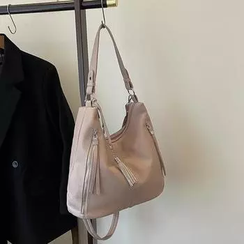 Женская сумка-тоут с двойной молнией, новая модная универсальная сумка на одно плечо, сумка через плечо на осень и зиму, большая вместимость