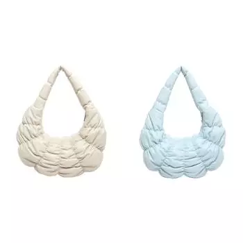 Женская сумка-тоут с облаком из искусственной кожи, плиссированная сумка для подмышек для путешествий на открытом воздухе (бежевый) #F