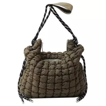 Женская сумка-тоут с подкладкой, большая вместимость, клетчатая стеганая сумка, однотонная, мягкая сумка-саквояж, женская сумка для покупок белый