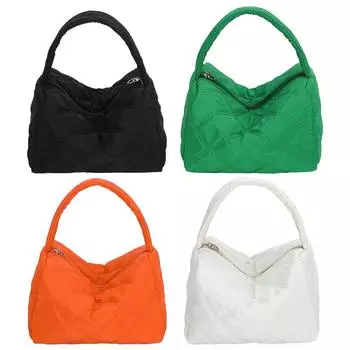 Женская сумка-тоут с ромбической решеткой и вышивкой, стеганые сумки с верхней ручкой, модная портативная мягкая молния, простая для выходных и отпуска чёрный