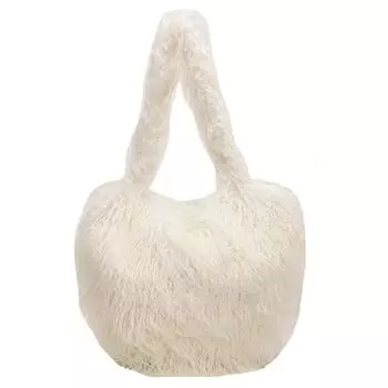 Женская сумка-тоут с сердечком, повседневная меховая сумка на плечо, модная сумка с сердечком, большая вместительная универсальная нечеткая сумка для свиданий хаки