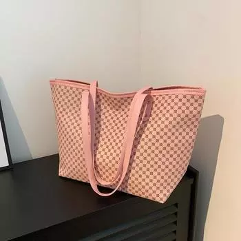 Женская сумка-тоут в ромбовидном стиле 2024 года, новая модная сумка через плечо с индивидуальным нишевым дизайном, большая вместительная сумка-тоут чёрный